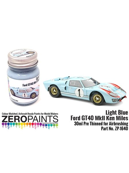 Ford GT40 Mk.II Light Blue Shelby American Team - 24 Hours Le Mans 1966 - 1  x 30ml. Paint for airbrush manufactured by Zero Paints (ref. ZP-1640)